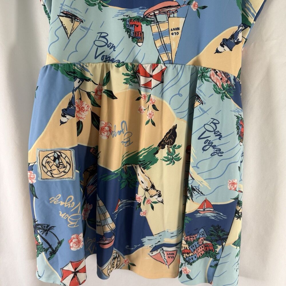 Old Navy Swim Dress Women's XL Blue Beach Print One Piece Wrap Front Padded - Picture 8 of 10